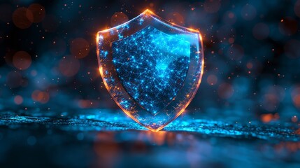 Aufkleber - This is a protective shield effect in a futuristic light style. Bubble shield with an abstract glowing style. Modern illustration on a blue background.