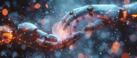 Fototapete - Robotics, Machine learning, Big Data, Creative use of brain data in light bulbs, Science and artificial intelligence technology, innovation for the future.