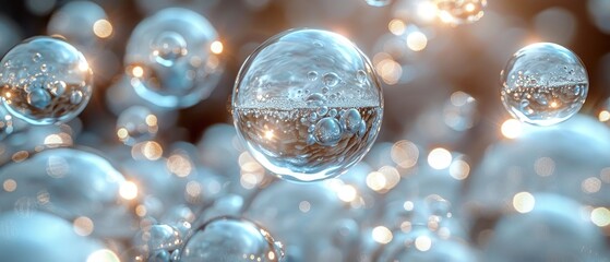 Aufkleber - A 3D rendering of floating spheres in an empty space for showcasing a product