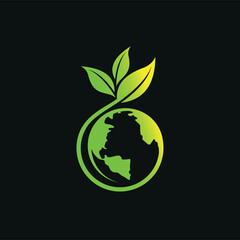 green earth logo with leaf concept