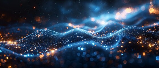 Aufkleber - A low polygon chain image of a starry sky or space, composed of planets, stars, and the universe in the form of points, lines, and shapes.  wire frame.