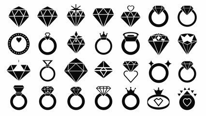 Canvas Print - Dazzling Variety: Generate a Set of 30 Different Style Diamond Rings