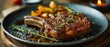 Pork steak on the plate Beautifully Generative AI
