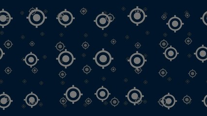 Poster - Crosshair symbols float horizontally from left to right. Parallax fly effect. Floating symbols are located randomly. Seamless looped 4k animation on dark blue background
