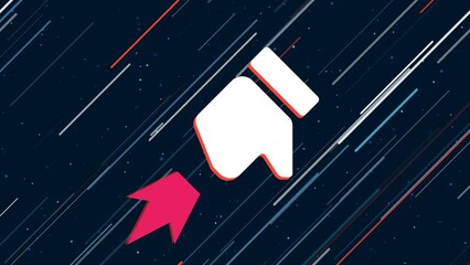 Poster - Thumb down symbol flies through the universe on a jet propulsion. The symbol in the center is shaking due to high speed. Seamless looped 4k animation on dark blue background with stars