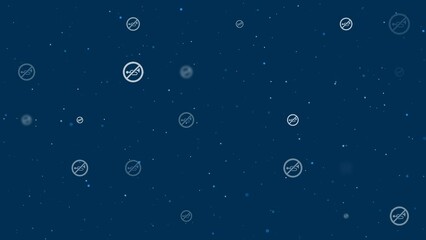 Poster - Template animation of evenly spaced horning prohibited signs of different sizes and opacity. Animation of transparency and size. Seamless looped 4k animation on dark blue background with stars