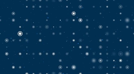 Poster - Template animation of evenly spaced radio button symbols of different sizes and opacity. Animation of transparency and size. Seamless looped 4k animation on dark blue background with stars