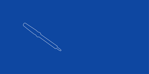 Poster - A large white outline soldering iron symbol on the left. Designed as thin white lines. Vector illustration on blue background