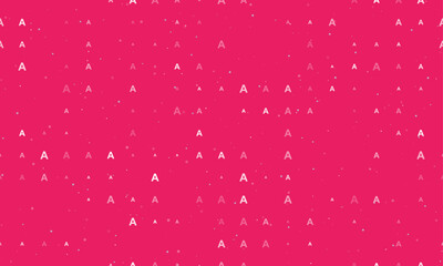 Poster - Seamless background pattern of evenly spaced white capital letter A symbols of different sizes and opacity. Vector illustration on pink background with stars