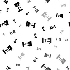 Poster - Seamless vector pattern with boring mill symbols, creating a creative monochrome background with rotated elements. Vector illustration on white background