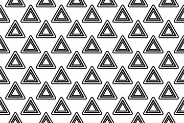 Poster - Seamless pattern completely filled with outlines of emergency stop signs. Elements are evenly spaced. Vector illustration on white background