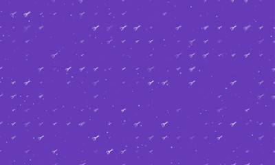Poster - Seamless background pattern of evenly spaced white scissors symbols of different sizes and opacity. Vector illustration on deep purple background with stars