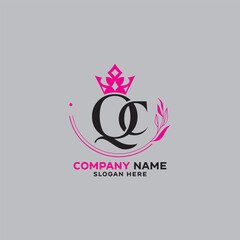 Poster - qc letter fashion brand design modern style creative golden wordmark design typography illustration, qc fashion logo, qc golden typo