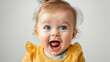 Surprised and Happy Baby with a Cute Expression, Isolated PNG Cutout on a Transparent Background, Perfect for Capturing the Essence of Joyful Childhood Moments