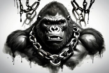 Wall Mural - gorilla illustration sketch clipart for tattoo
