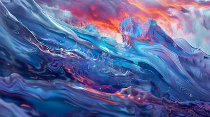 Poster - Abstract Landscape with Shifted Boundaries and Vibrant Colors - Bold Artistic Vision