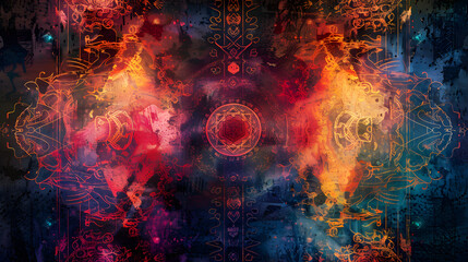 Mystical Symbols Creating an Abstract Tapestry of Arcane Magic Artwork