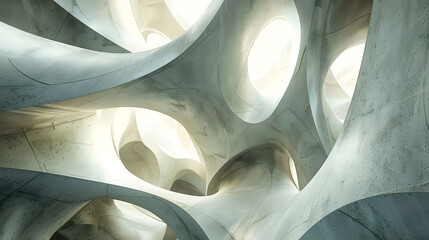Poster - Abstract Architectural Forms Twisting and Intersecting in Modern Artistic Composition.