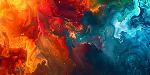 Poster - Bold Contrasts Abstract Background: Striking Complementary Colors and Shapes