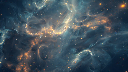 Poster - Celestial Bodies Abstract Background with Intricate Traces and Patterns