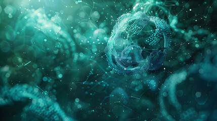 Poster - Cybernetic Evolution: Abstract Background with Evolving Organisms.