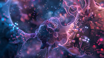Poster - Abstract Cybernetic Organisms Evolve in Futuristic Techno Background