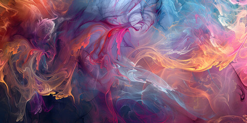 Poster - Abstract Colorful Delicate Tendrils Art // Modern Artistic Flowing Pattern Design