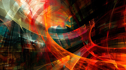 Poster - abstract digital artwork with distorted elements and vivid colors