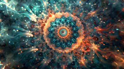 Poster - Abstract Cosmic Aura - Intricate Digital Mandalas Radiating Energy