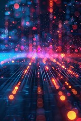 Poster - Create a digital technology-themed backdrop with softly glowing lights and dynamic animations, inspired by clean, modern design aesthetics.