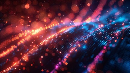 Poster - Create a digital technology-themed backdrop with softly glowing lights and dynamic animations, inspired by clean, modern design aesthetics.