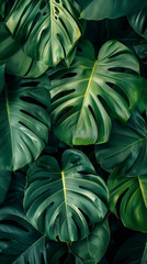 Wall Mural - Creative nature green background, tropical leaf banner or floral jungle pattern concept
