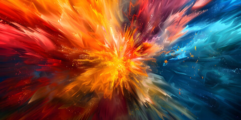 Poster - Colorful Burst: Abstract Energetic Explosion of Vibrant Colors in Motion