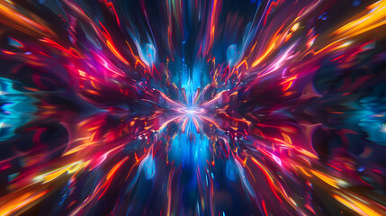 Poster - Abstract Neon Energy Burst Stream Light Colorful Background Artistic Design