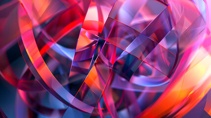 Poster - Abstract Geometric Shapes Intertwined in Colorful Harmony Background Art