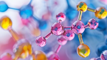 Aufkleber - Vibrant Molecular Structure Model Close-Up