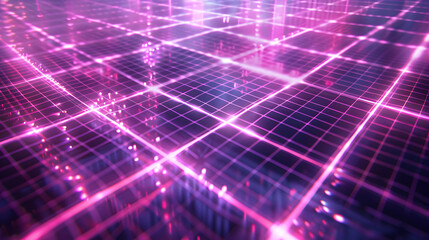 Poster - Neon Intersecting Grids Abstract Background Glow Lines Artistic Design.