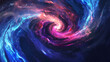 Abstract Neon Swirls and Spirals in Cosmic Nebula Background