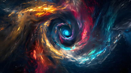 Poster - Neon Swirl and Spiral Abstract Background with Vibrant Nebulas