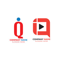 Poster - Letters Logo Design Template. IQ - logo. Film IQ logo