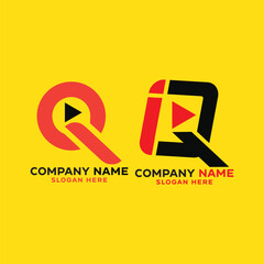 Poster - IQ letter logo design elements symbols and video icon add for IQ letter combine logo