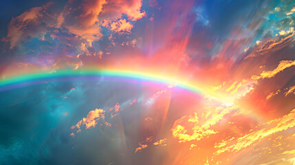 Poster - Technicolor Rainbow Arcs Illuminating Abstract Background Vision.