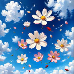 Wall Mural - flowers and sky