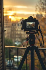 DSLR Camera Filming a Modern Living Room