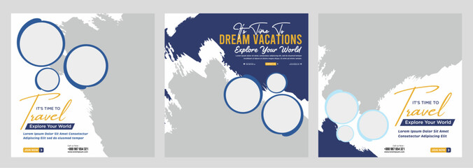 Wall Mural - Travel holiday vacation social media post web banner