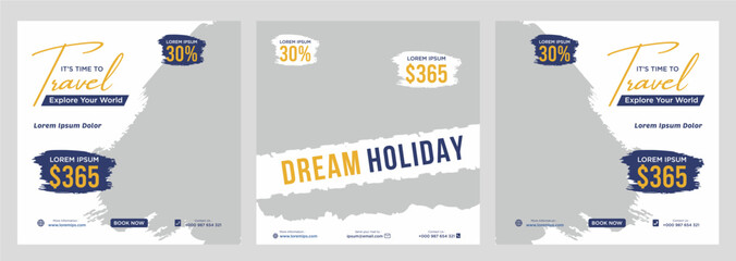 Wall Mural - Travel holiday vacation social media post web banner