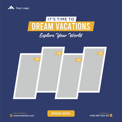 Wall Mural - Travel holiday vacation social media post web banner