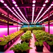Modern futurustic high tech vertical farm using hydroponics