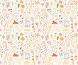 Seamless pattern with forest, animals, and plants