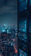 Expansive urban nightscape seen from a serene minimalist high-rise